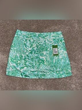 Lilly Pulitzer 2 Cleona Skort Bungle in the Jungle green pockets tag iguana